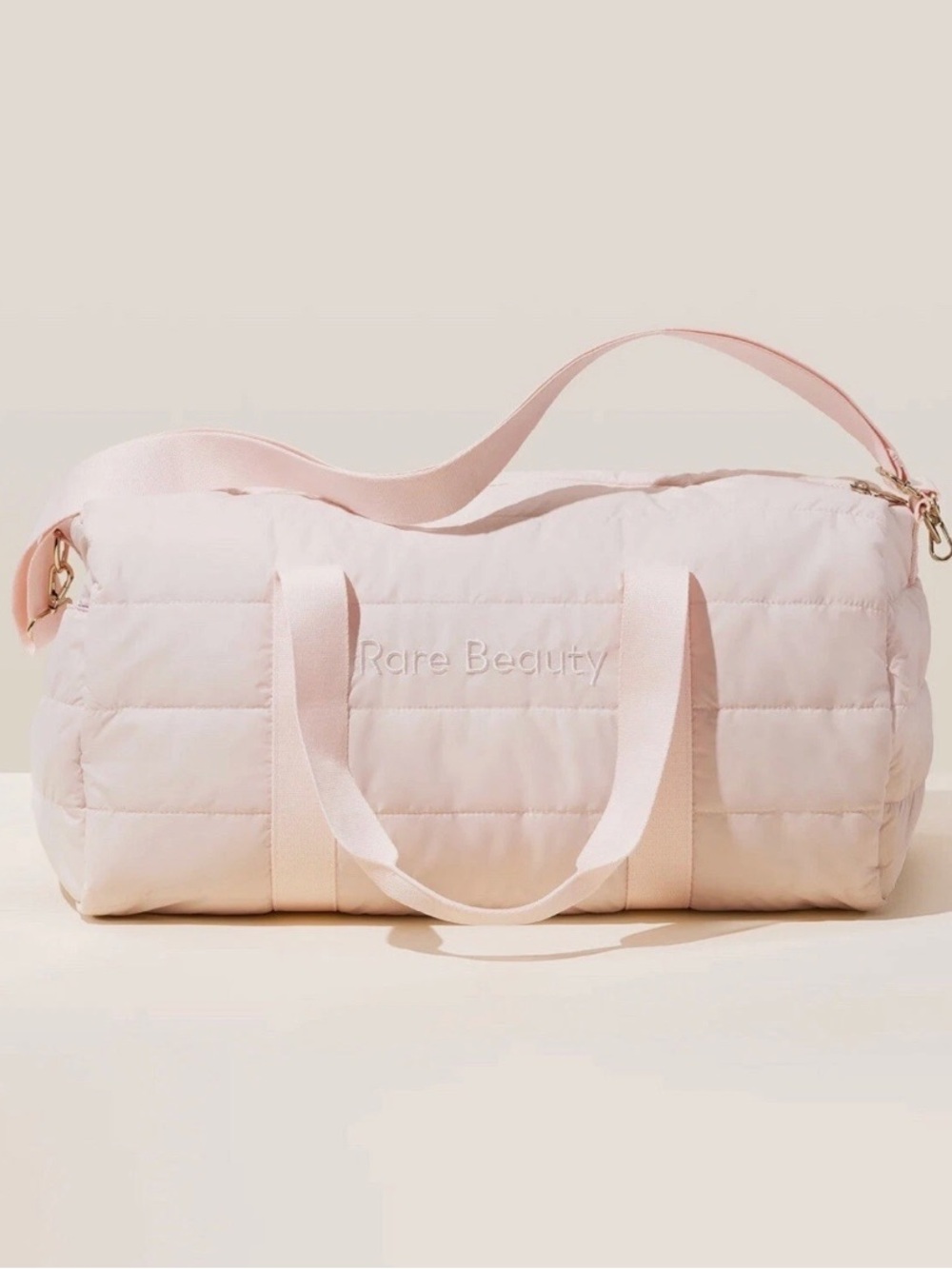 Rare Beauty Light Pink Quilted Travel Duffel